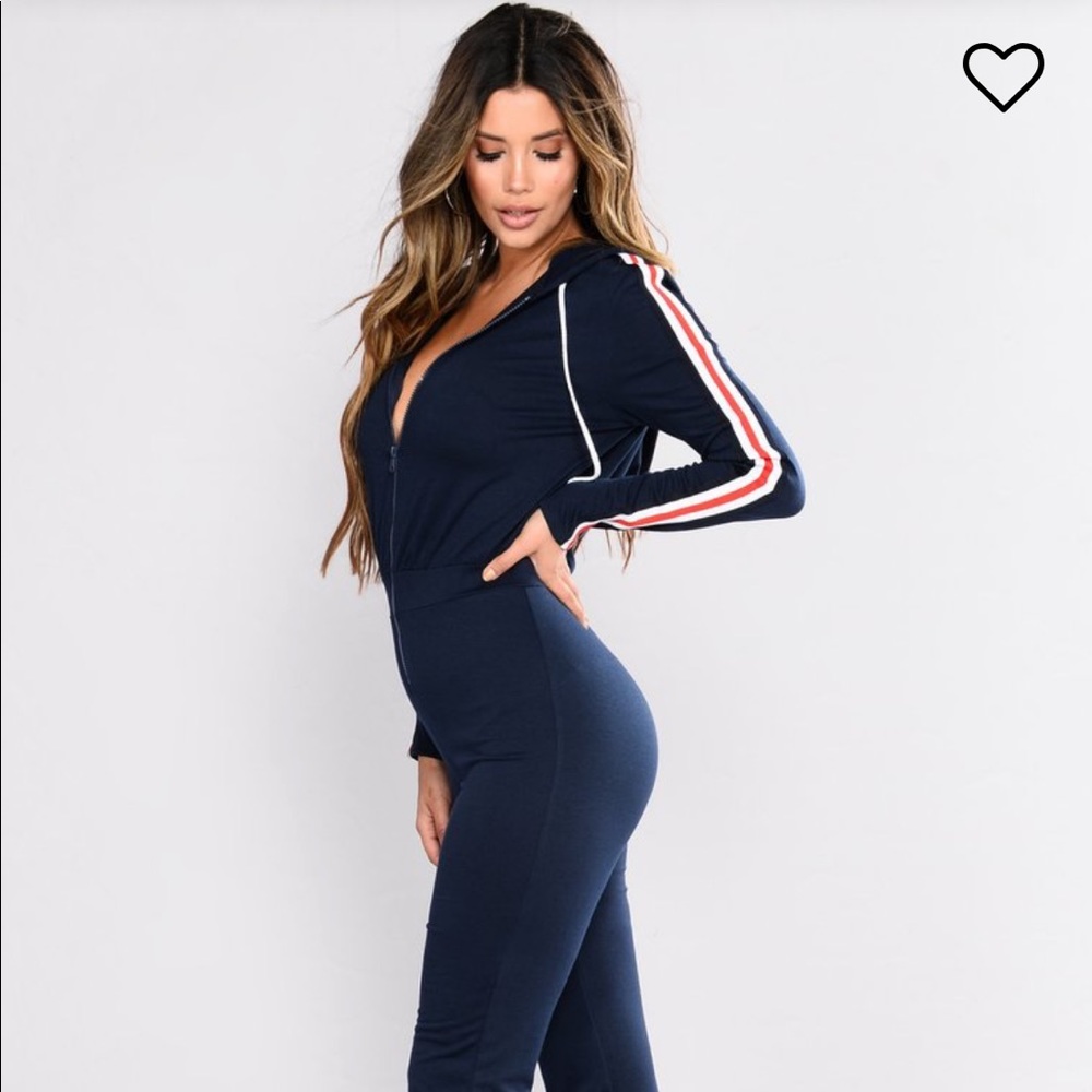 Running errands stripe trim jumpsuit